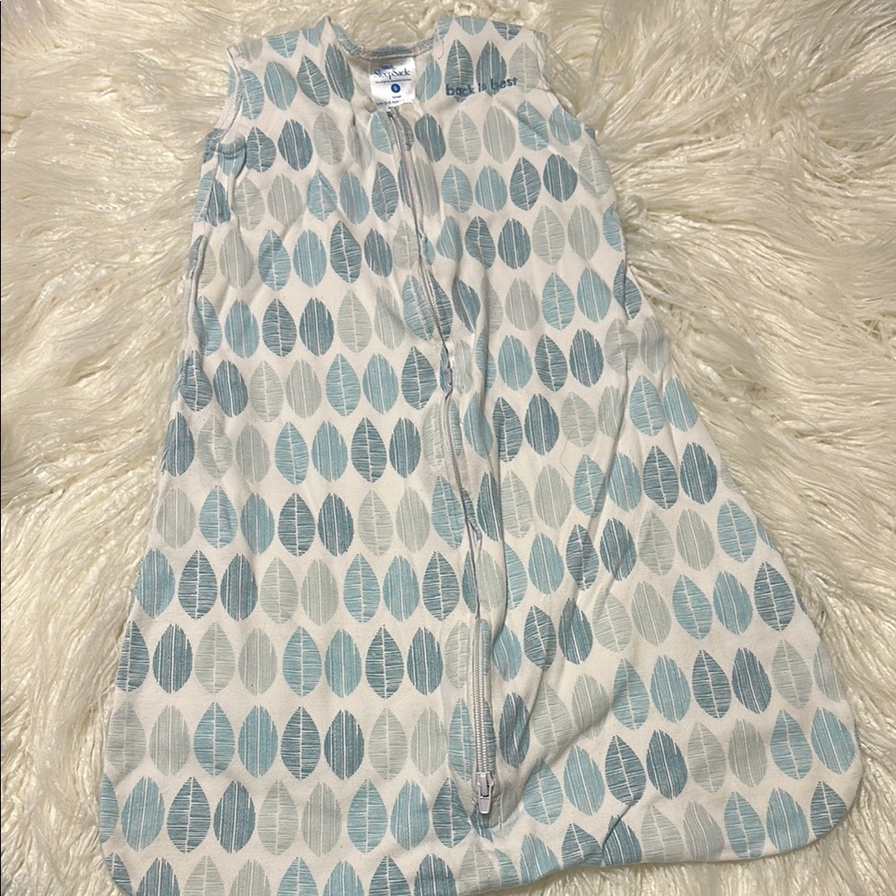 Halo Sleep Sack with Leaf Design - Blue and White